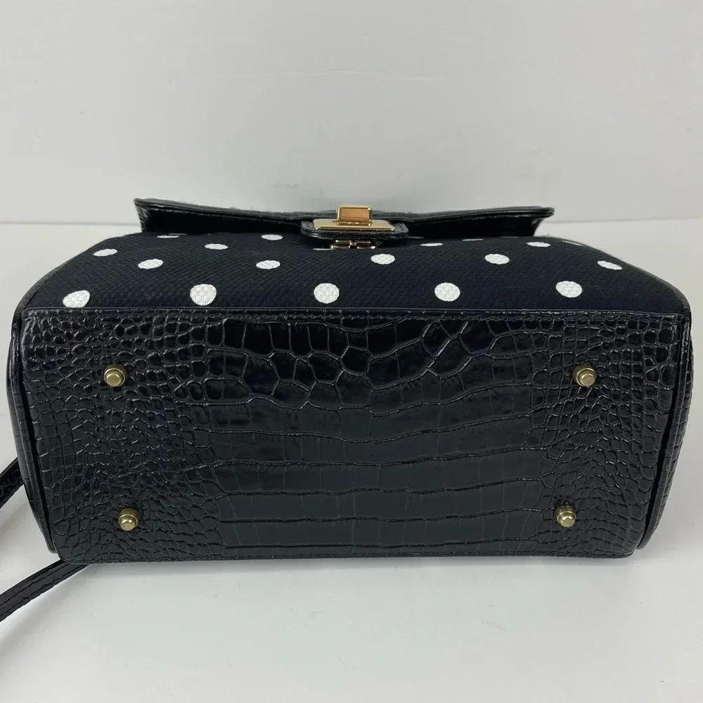 Clever Carriage Company Satchel Rose Embroidered Purse Polka Dot Dust Bag Black